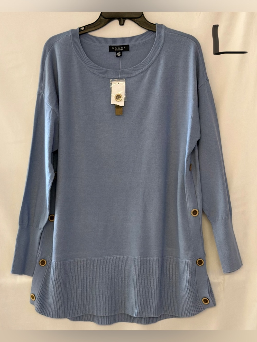 Grace Elements Powder Blue Tunic with Gold-Tone Grommet Accents